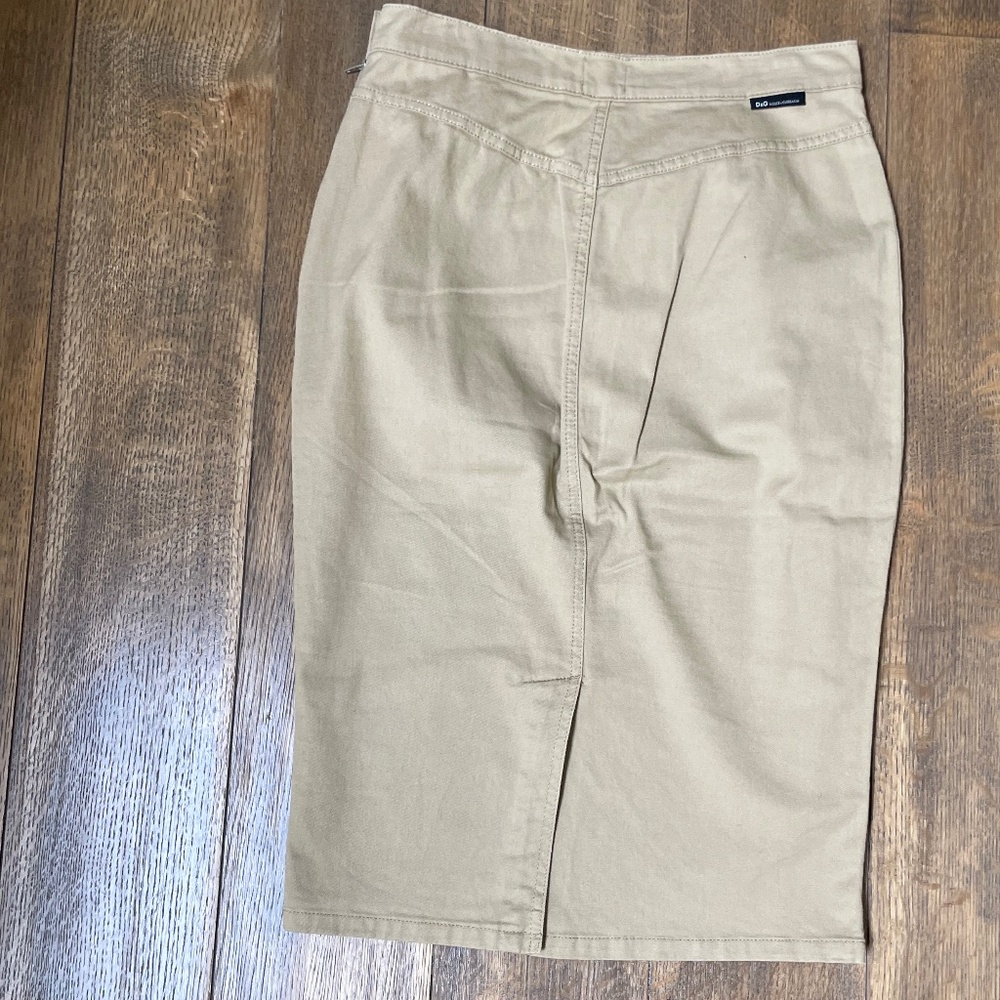 D&G Dolce Gabbana khaki skirt 44 8 pencil stretch midi